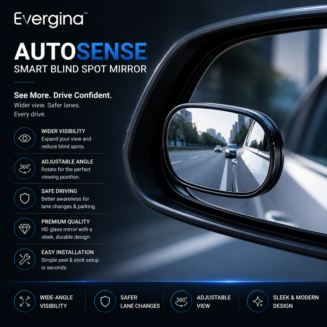 Evergina™ AutoSense Smart Blind Spot Mirror